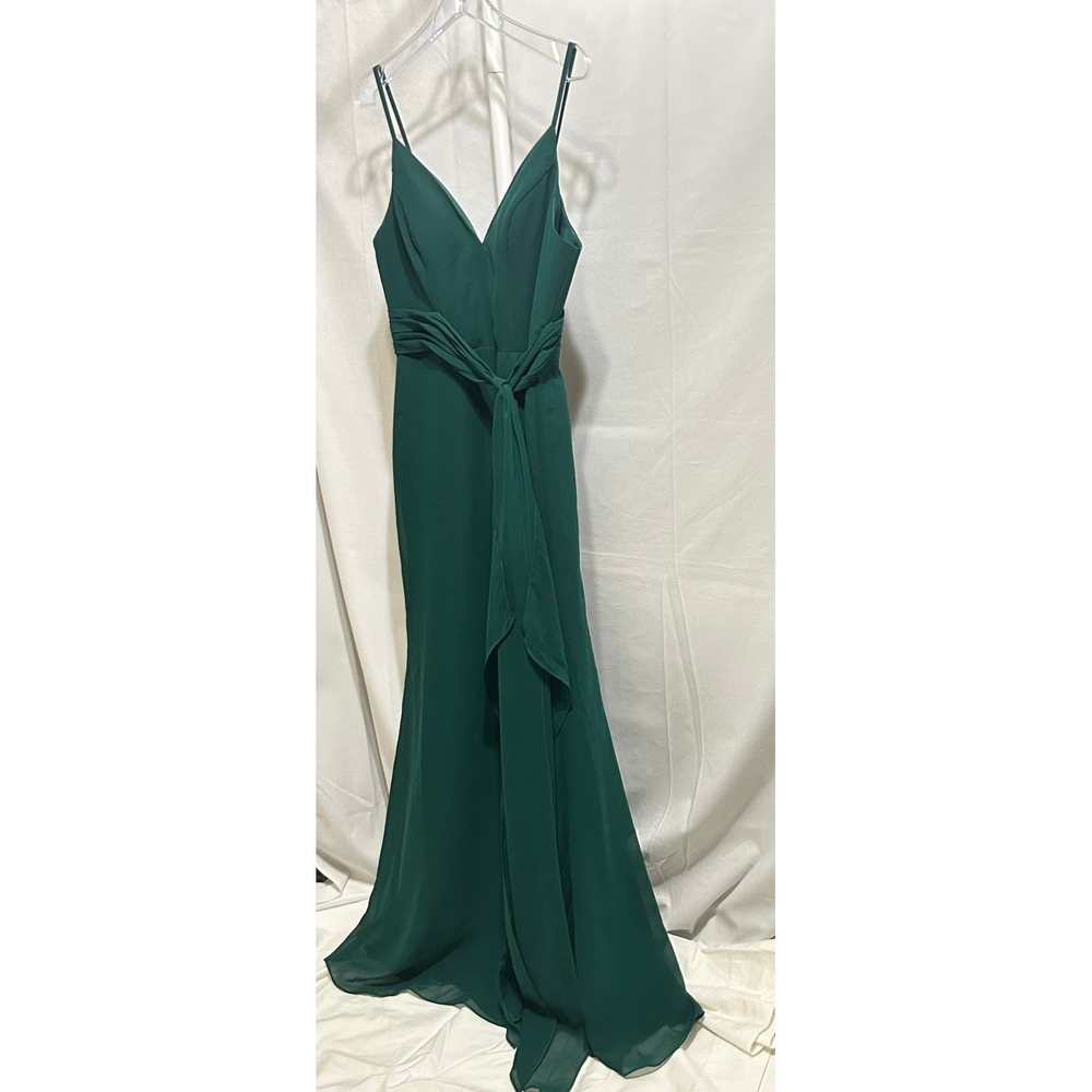 NWT Christina Wu Celebration Size 10 Chiffon Maxi Emerald Green Dress - Picture 8 of 12